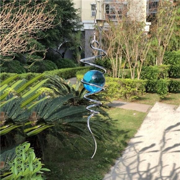 Gazing Ball Spiral Tail -Decorative Wind Spinner 11" inch Tail and 2" inch - Picture 3 of 6